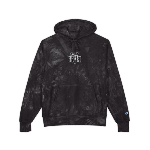 Tie-Dye Embroidered Hoodie - Black Swirl Champion Style